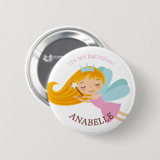 Chapa Redonda De 5 Cm La princesa Sweet Faerie "Chica de cumpleaños" per