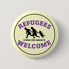 Chapa Redonda De 5 Cm La recepción de los refugiados trae a sus familias