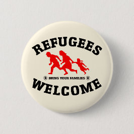Chapa Redonda De 5 Cm La recepción de los refugiados trae a sus familias