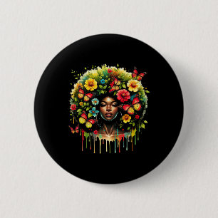 Chapa Redonda De 5 Cm La reina negra Chica Afro Melanin goteando en juni