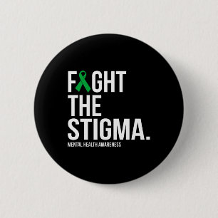 Chapa Redonda De 5 Cm La salud mental de la Cinta Verde del Estigma