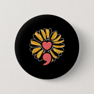 Chapa Redonda De 5 Cm La salud mental del girasol fortalece la esperanza