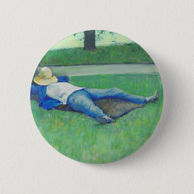 Chapa Redonda De 5 Cm La Siesta (de Gustave Caillebotte) (Anverso)