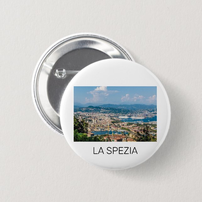 Chapa Redonda De 5 Cm La Spezia Cityscape Liguria Italia Holiday Souveni (Anverso y reverso)
