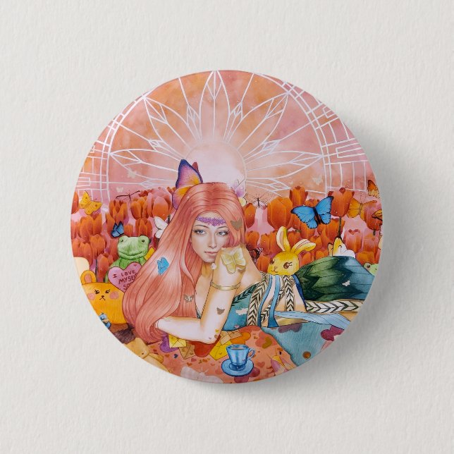 Chapa Redonda De 5 Cm La Tarde (Anverso)