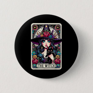 Chapa Redonda De 5 Cm La tarjeta Tarot de brujas Halloween Vibes góticos