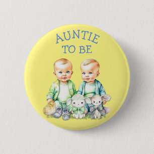 Chapa Redonda De 5 Cm La tía personalizada para ser gemela Baby Shower