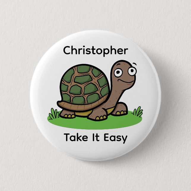 Chapa Redonda De 5 Cm La Tortuga divertida le lleva un nombre personaliz (Anverso)