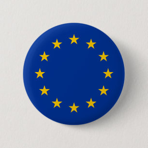 Chapa Redonda De 5 Cm La UE señala por medio de una bandera