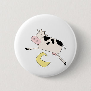 Chapa Redonda De 5 Cm La vaca salta sobre las camisetas y los regalos de