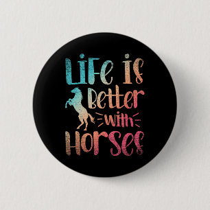 Chapa Redonda De 5 Cm La vida de los animales que viajan a caballo es me