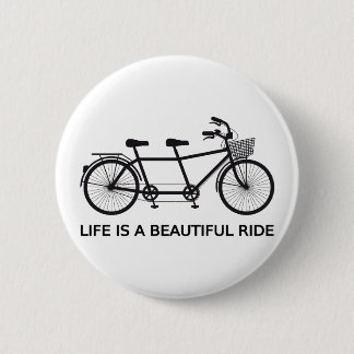 Chapa Redonda De 5 Cm La vida es un paseo hermoso, bicicleta en tándem