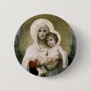 Chapa Redonda De 5 Cm La Virgen de los Rosas de Bouguereau (1903)