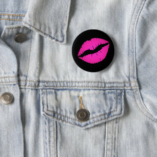 Chapa Redonda De 5 Cm Labial Ombre Negro y Rosa Caliente Beso