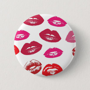 Chapa Redonda De 5 Cm Labios de Kissable (Labios de Besado, Labios Rojos