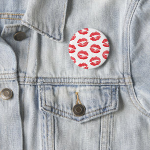 Chapa Redonda De 5 Cm Labios Rojos, Patrón De Labios, Labios Rojos, Beso