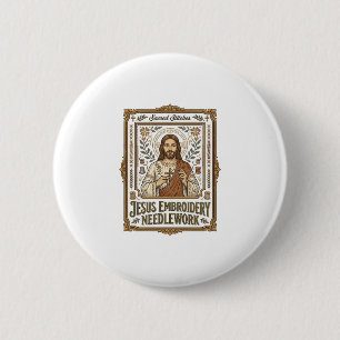 Chapa Redonda De 5 Cm Labor de aguja bordada Jesús Labor de aguja bordad