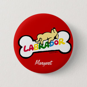 Chapa Redonda De 5 Cm Labrador amarillo personalizado con un vientre