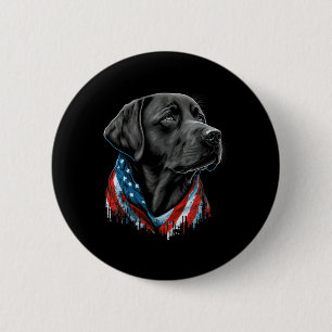 Chapa Redonda De 5 Cm Labrador Americano Patriótico Negro Usa 4 De Julio