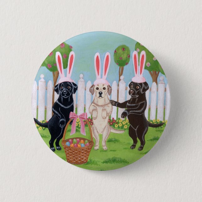 Chapa Redonda De 5 Cm ¡¡¡Labrador, conejitos de Pascua!!! (Anverso)