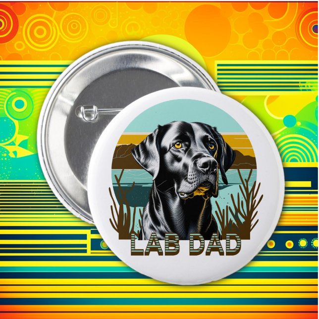 Chapa Redonda De 5 Cm Labrador negro | Lab Dad (Subido por el creador)