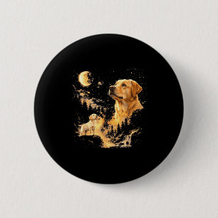 Chapa Redonda De 5 Cm Labrador retriever aullando a la luna vintage