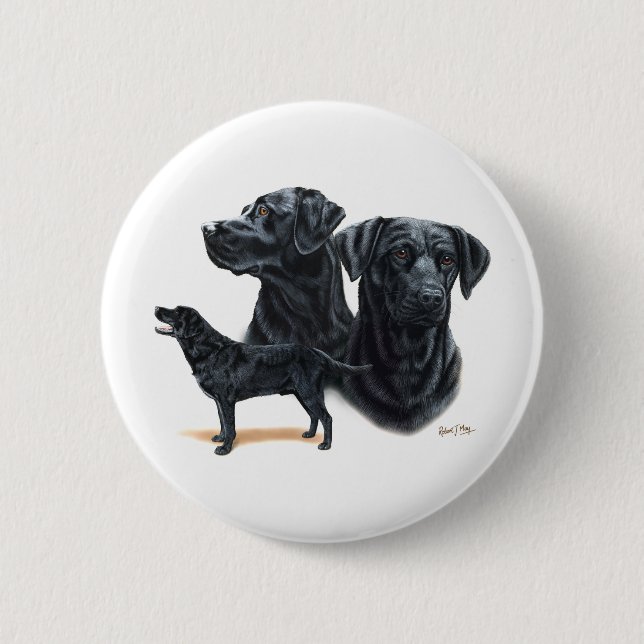 Chapa Redonda De 5 Cm Labrador retriever negro (Anverso)