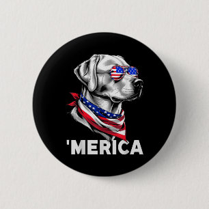 Chapa Redonda De 5 Cm Labrador Retriever Perro Merica Patriótico 4 De Ju