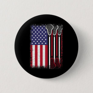 Chapa Redonda De 5 Cm Lacrosse American Flag Vintage Lacrosse Player