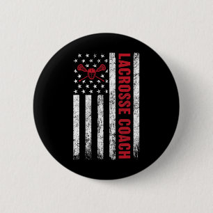 Chapa Redonda De 5 Cm Lacrosse Coach Bandera Americana Lax Lover Lacross