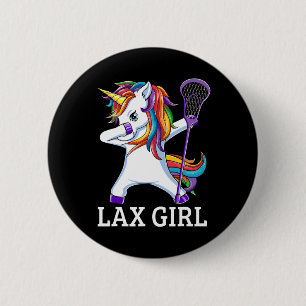 Chapa Redonda De 5 Cm Lacrosse Dabbing Unicorn Chicas de camisetas Funny