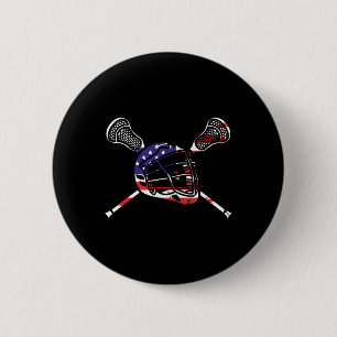 Chapa Redonda De 5 Cm Lacrosse Flag Usa American Lax Lacrosse Player