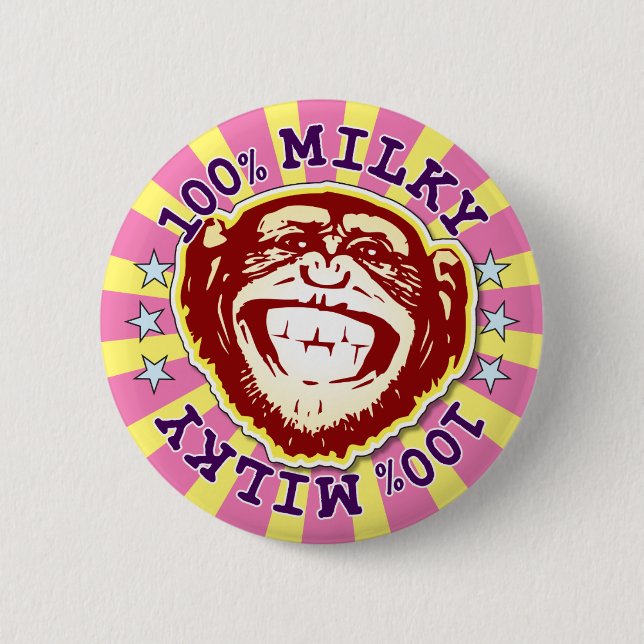 Chapa Redonda De 5 Cm Láctea 100% Funny Monkey Badge (Anverso)
