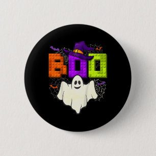 Chapa Redonda De 5 Cm Ladrillos de construcción Boo Halloween Ghost Witc