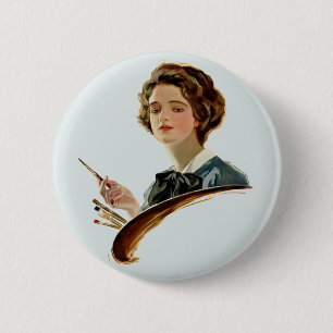 Chapa Redonda De 5 Cm Lady Artist