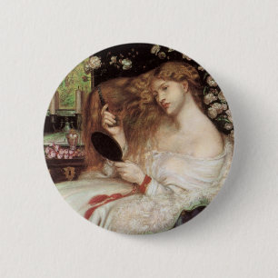 Chapa Redonda De 5 Cm Lady Lilith de Rossetti, Retrato Victoriano Antigu