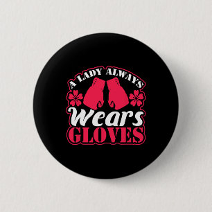 Chapa Redonda De 5 Cm Lady Viste Guantes de boxeo Luchando contra el gim