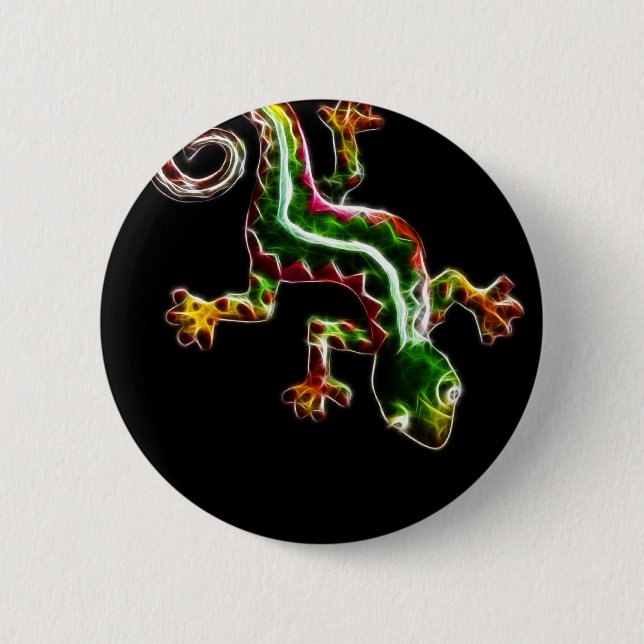 Chapa Redonda De 5 Cm Lagarto de Fractalius (Anverso)
