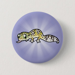 Chapa Redonda De 5 Cm Lagarto Leopardo de Dibujos Animados