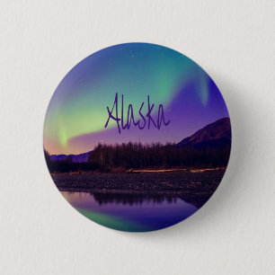 Chapa Redonda De 5 Cm Lago Alaska Northern Lights