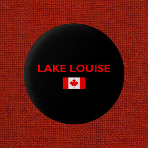 Chapa Redonda De 5 Cm Lago Louise Canadá Bandera Canadiense Color oscuro