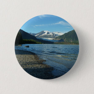 Chapa Redonda De 5 Cm Lago Mendenhall en Juneau Alaska Paisaje