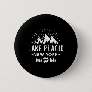 Chapa Redonda De 5 Cm Lago Placid Nueva York - Pescado de esquí de monta