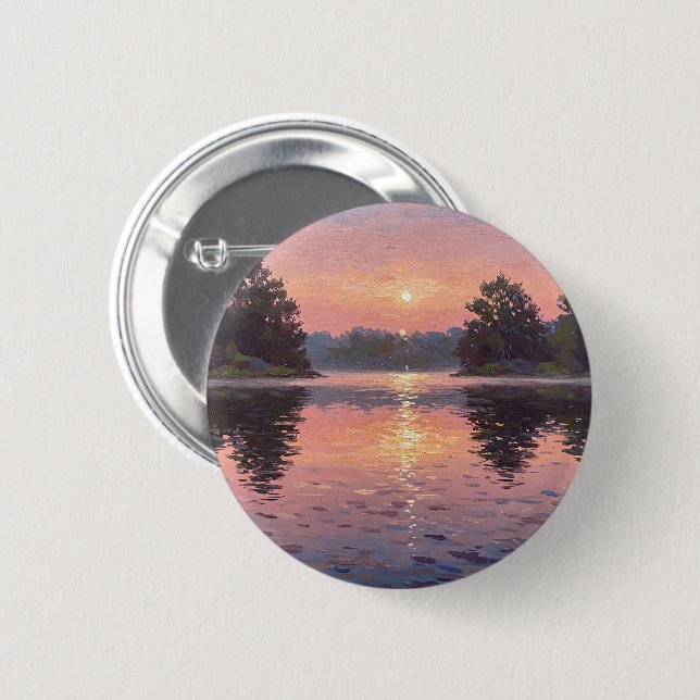 Chapa Redonda De 5 Cm Lake During Dusk (Anverso y reverso)