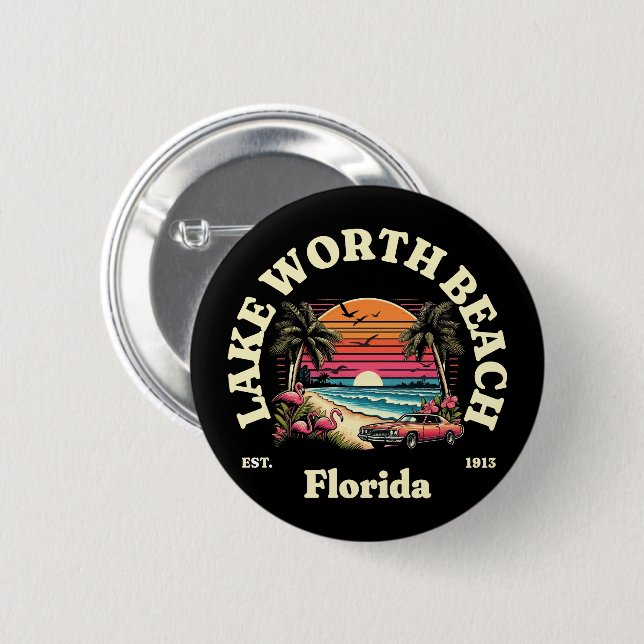 Chapa Redonda De 5 Cm Lake Worth Beach, Florida (Anverso y reverso)
