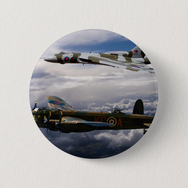 Chapa Redonda De 5 Cm Lancaster y Vulcan XH558 (Anverso)