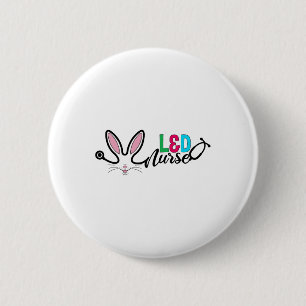 Chapa Redonda De 5 Cm Landd Enfermera Bunny Pascua Estetoscopio Trabajo 