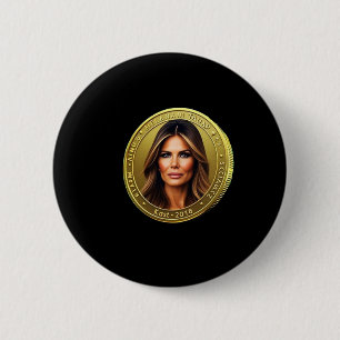 Chapa Redonda De 5 Cm Lanzamiento de moneda de Trump y Melania Meme Coin