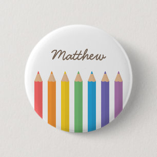 Chapa Redonda De 5 Cm Lápices de Colorear Arcoíris Coloridos para Niños 