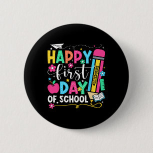 Chapa Redonda De 5 Cm Lápiz Feliz Primer Día De Clases Profesor Niños Ck